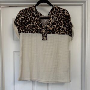SHEIN Leopard Print and Cream Blouse